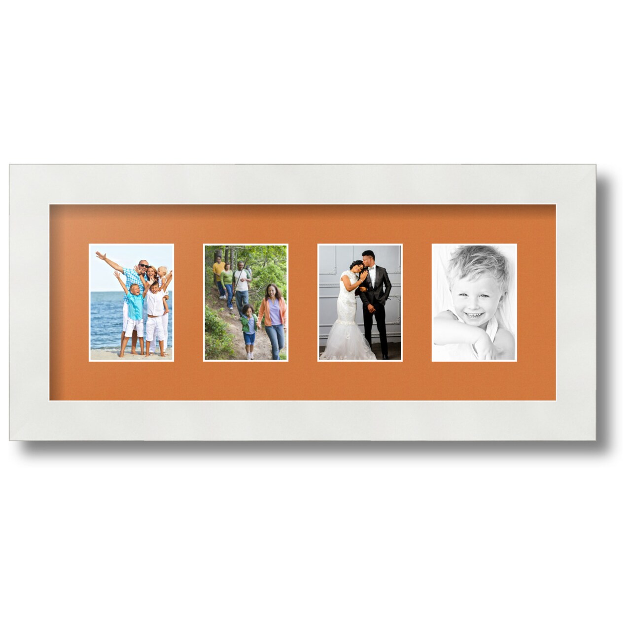ArtToFrames Collage Photo Picture Frame with 4 - 2.5x3.5 inch Openings, Framed in White with Over 62 Mat Color Options and Regular Glass (CSM-3966-20)